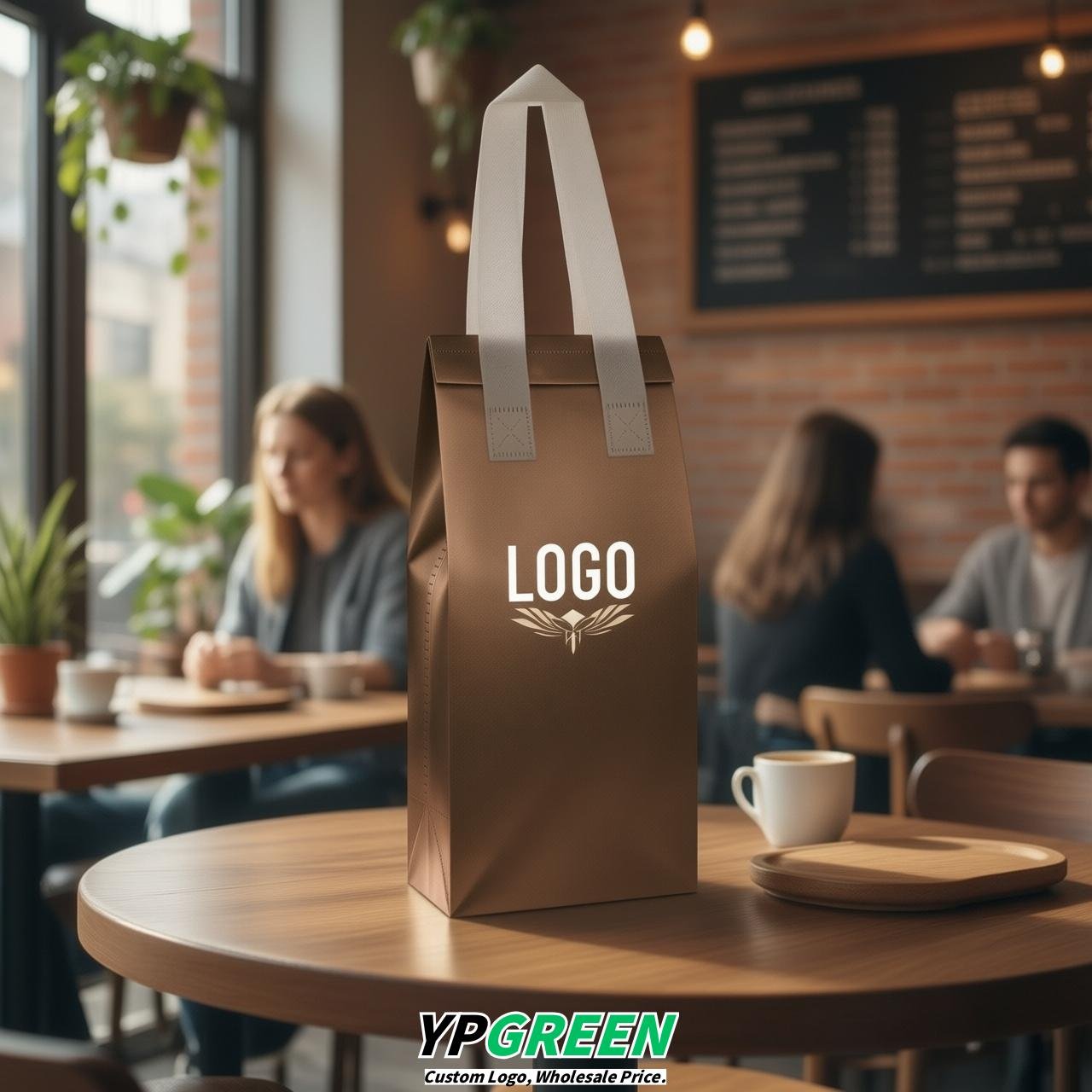 Bronze Individual insulated take away bags wholesale 11x4.7x3.9 inches Thermal Beverage Take Out Bags