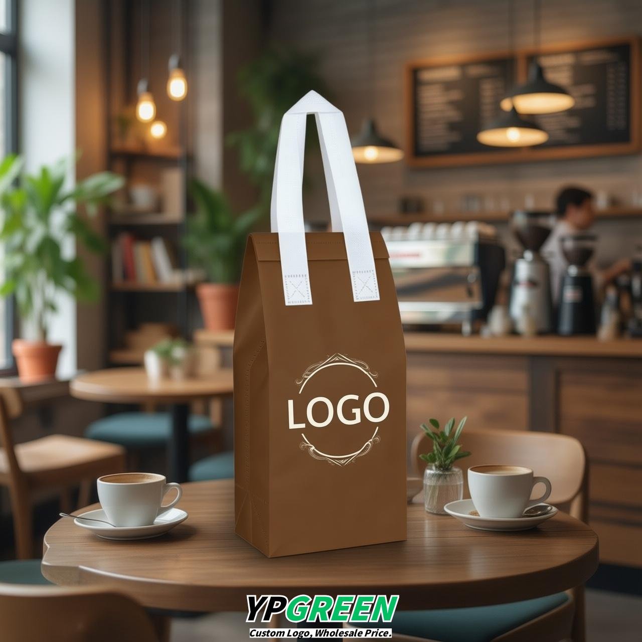Brown Individual insulated take away bags wholesale 11x4.7x3.9 inches Thermal Beverage Take Out Bags