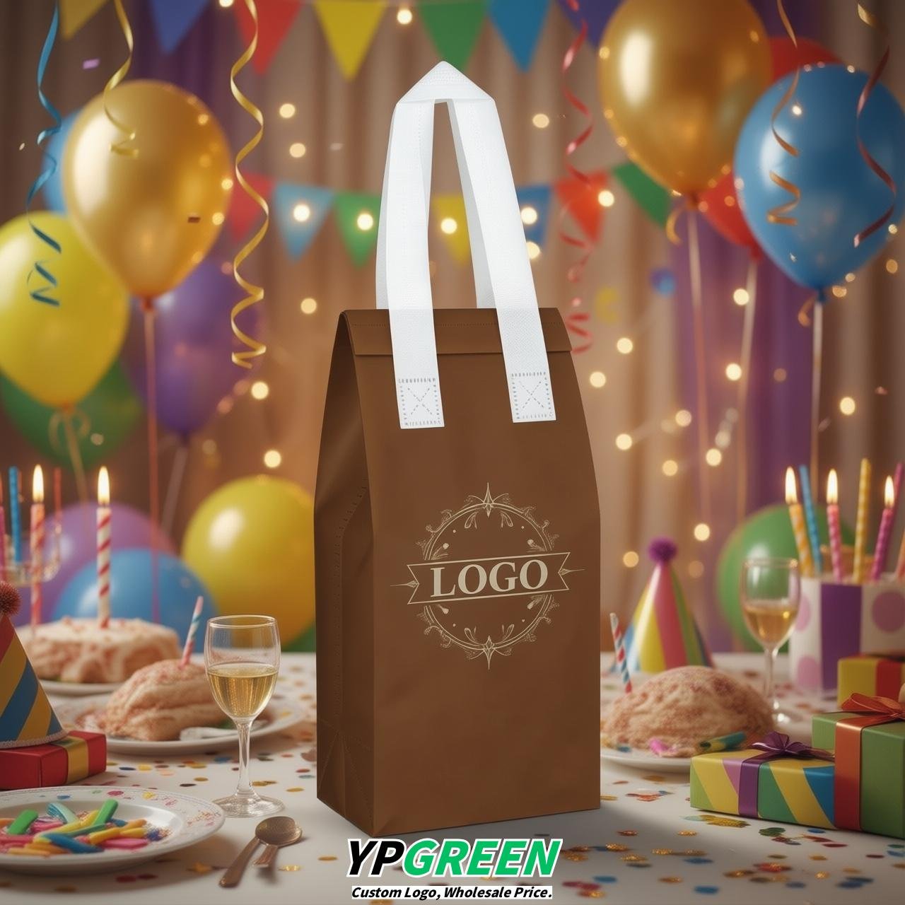 Brown Individual insulated take away bags wholesale 11x4.7x3.9 inches Thermal Beverage Take Out Bags