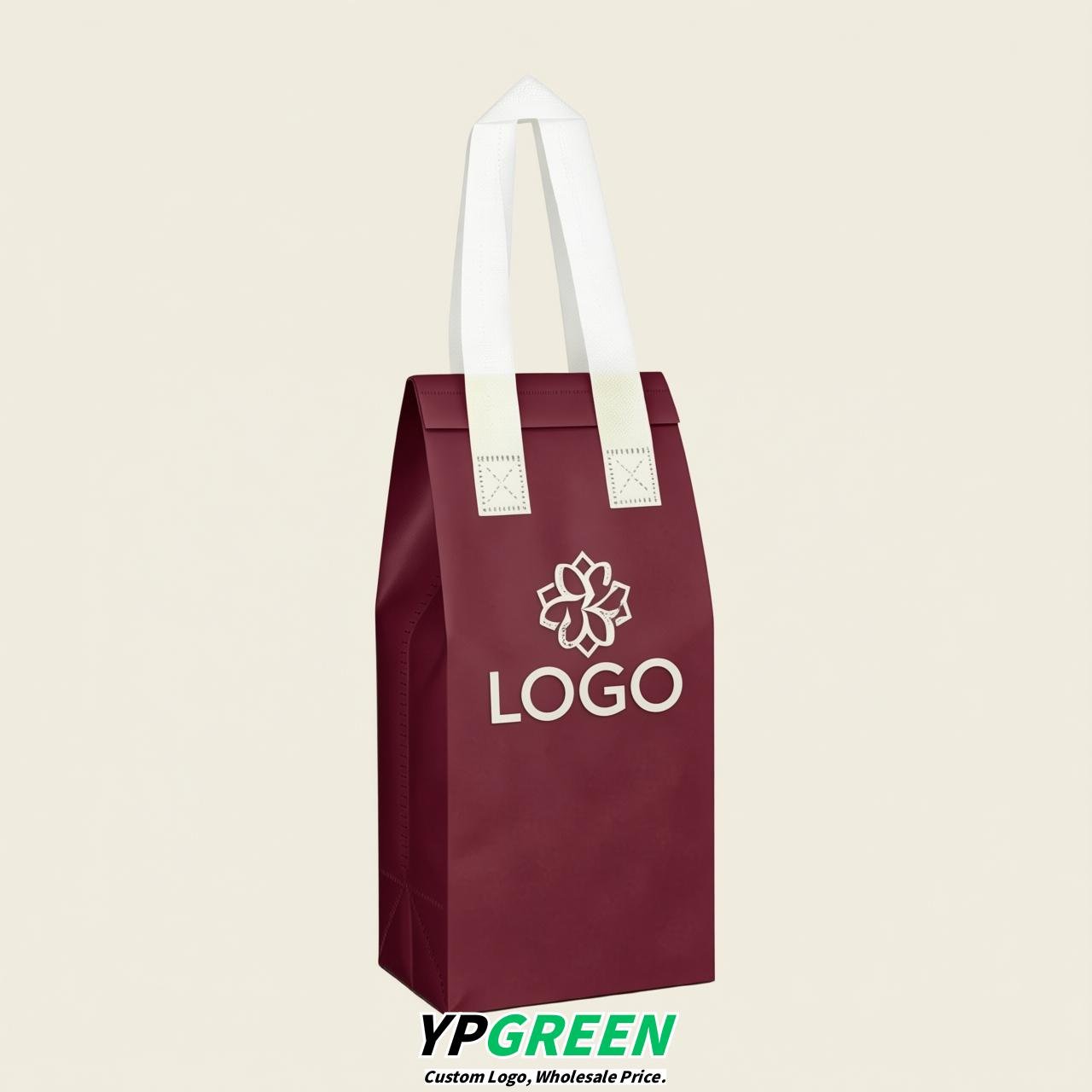Burgundy Individual insulated take away bags wholesale 11x4.7x3.9 inches Thermal Beverage Take Out Bags