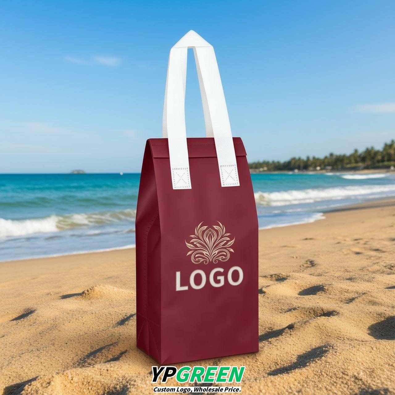 Carmine Individual insulated take away bags wholesale 11x4.7x3.9 inches Thermal Beverage Take Out Bags