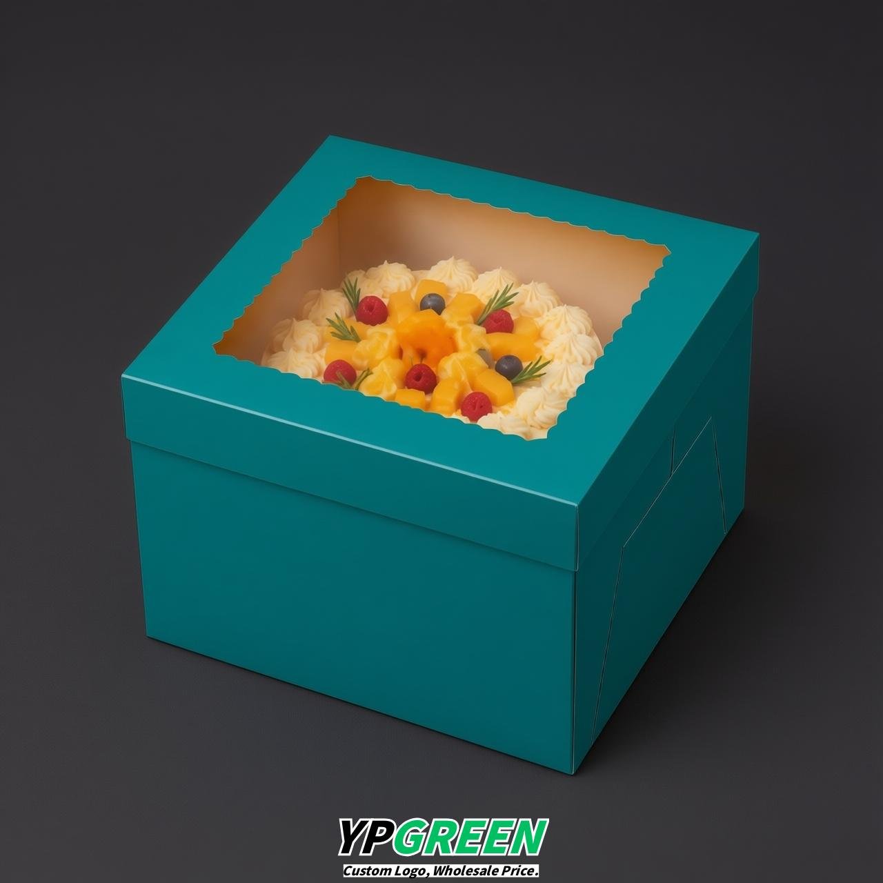 Cerulean 10 & 12 inches Tall Cake Box with Window - Square Cardboard Cake Box