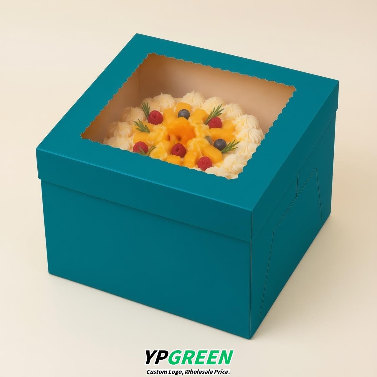 Cerulean 10 & 12 inches Tall Cake Box with Window - Square Cardboard Cake Box