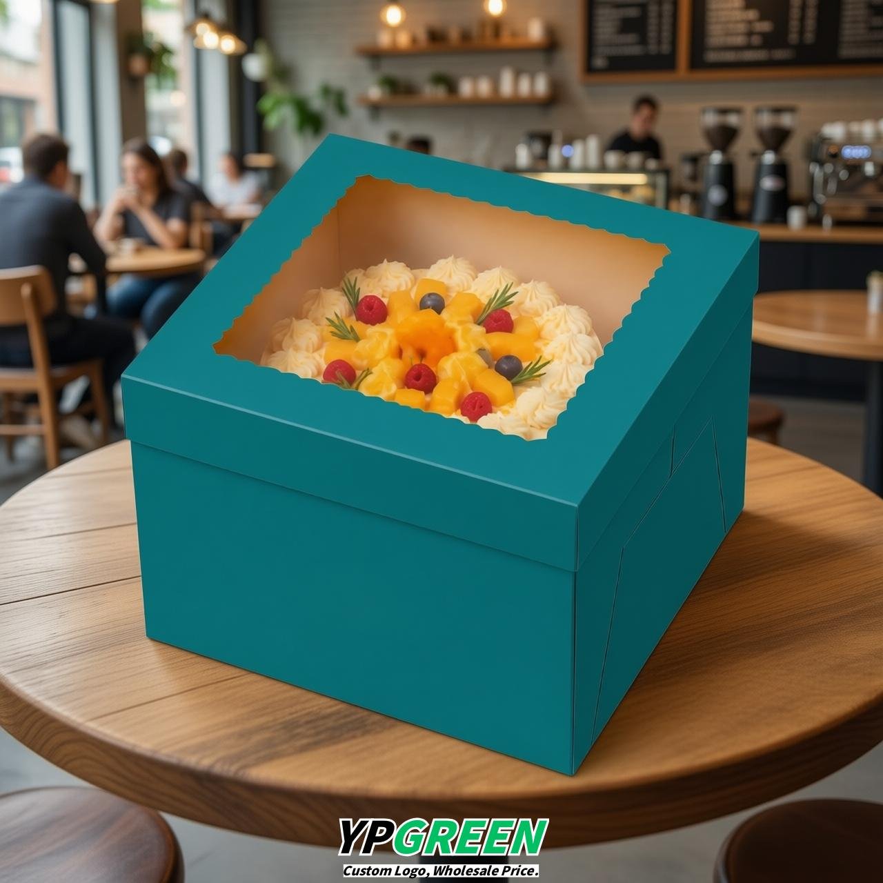 Cerulean 10 & 12 inches Tall Cake Box with Window - Square Cardboard Cake Box