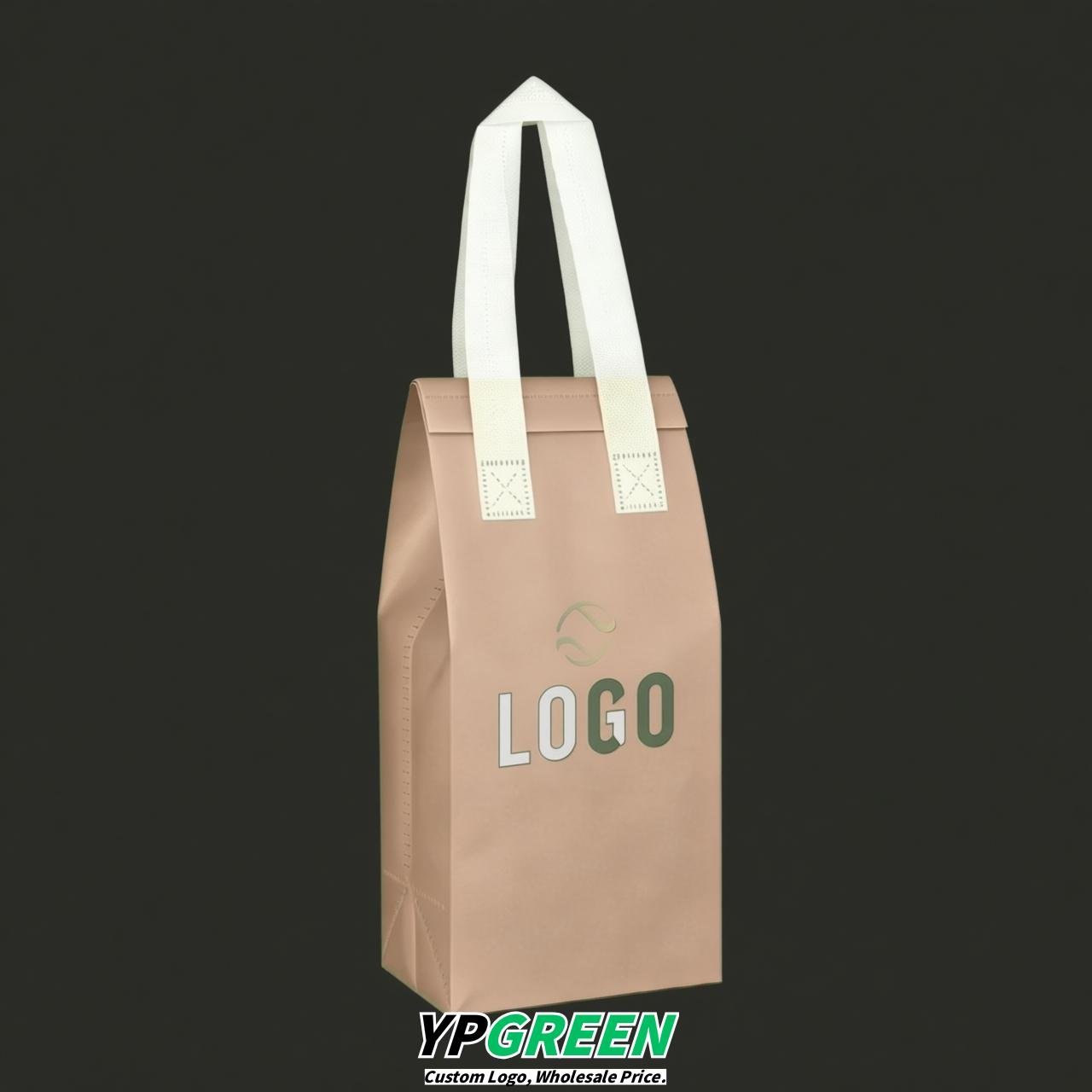 Champagne Individual insulated take away bags wholesale 11x4.7x3.9 inches Thermal Beverage Take Out Bags