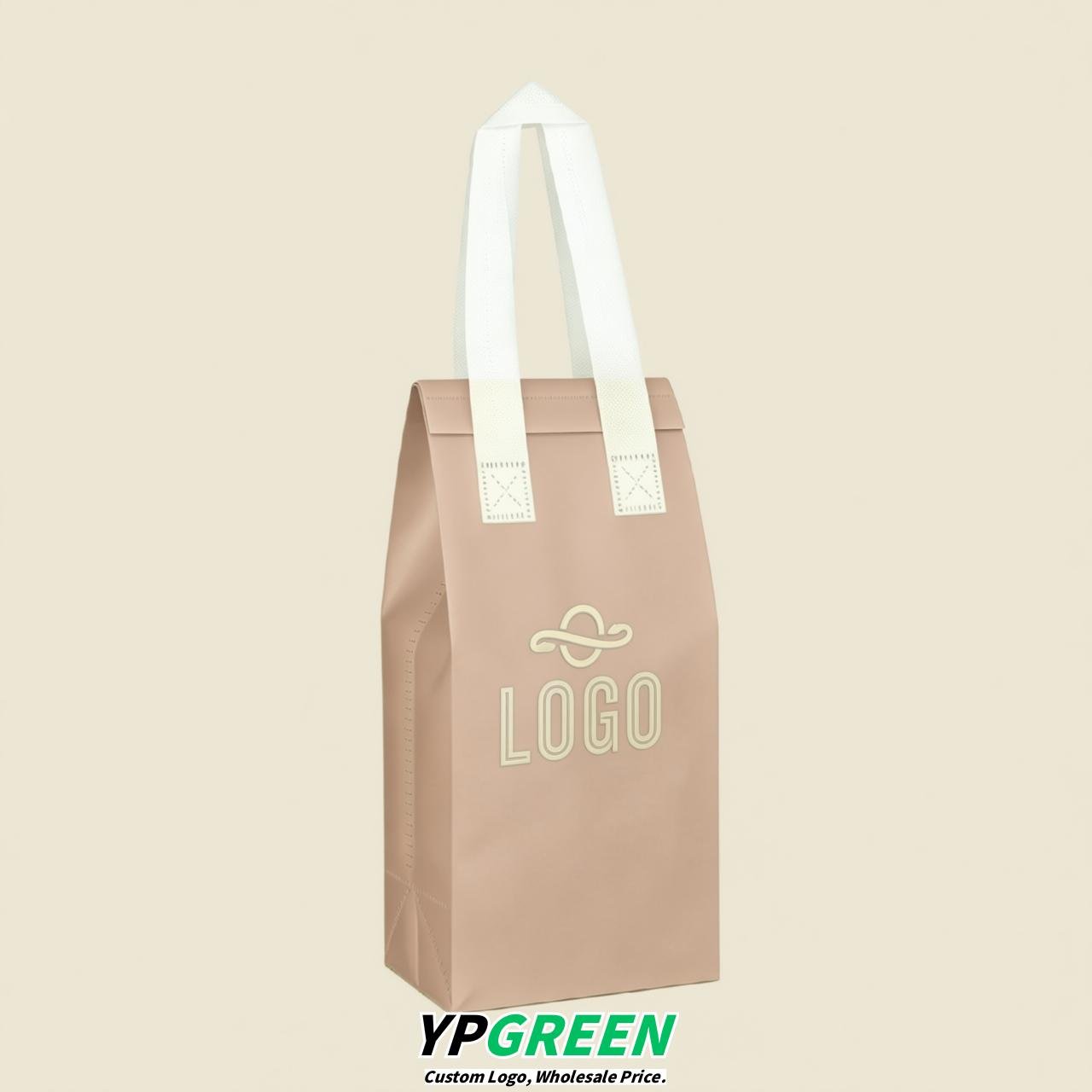Champagne Individual insulated take away bags wholesale 11x4.7x3.9 inches Thermal Beverage Take Out Bags