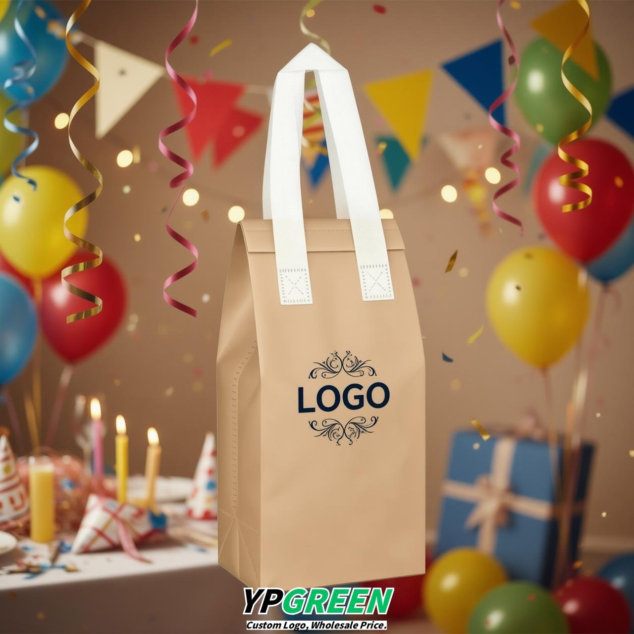 Champagne Individual insulated take away bags wholesale 11x4.7x3.9 inches Thermal Beverage Take Out Bags