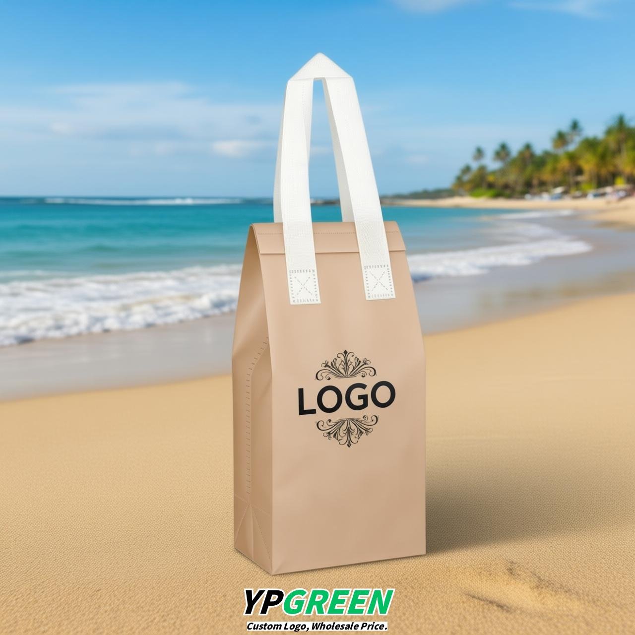 Champagne Individual insulated take away bags wholesale 11x4.7x3.9 inches Thermal Beverage Take Out Bags
