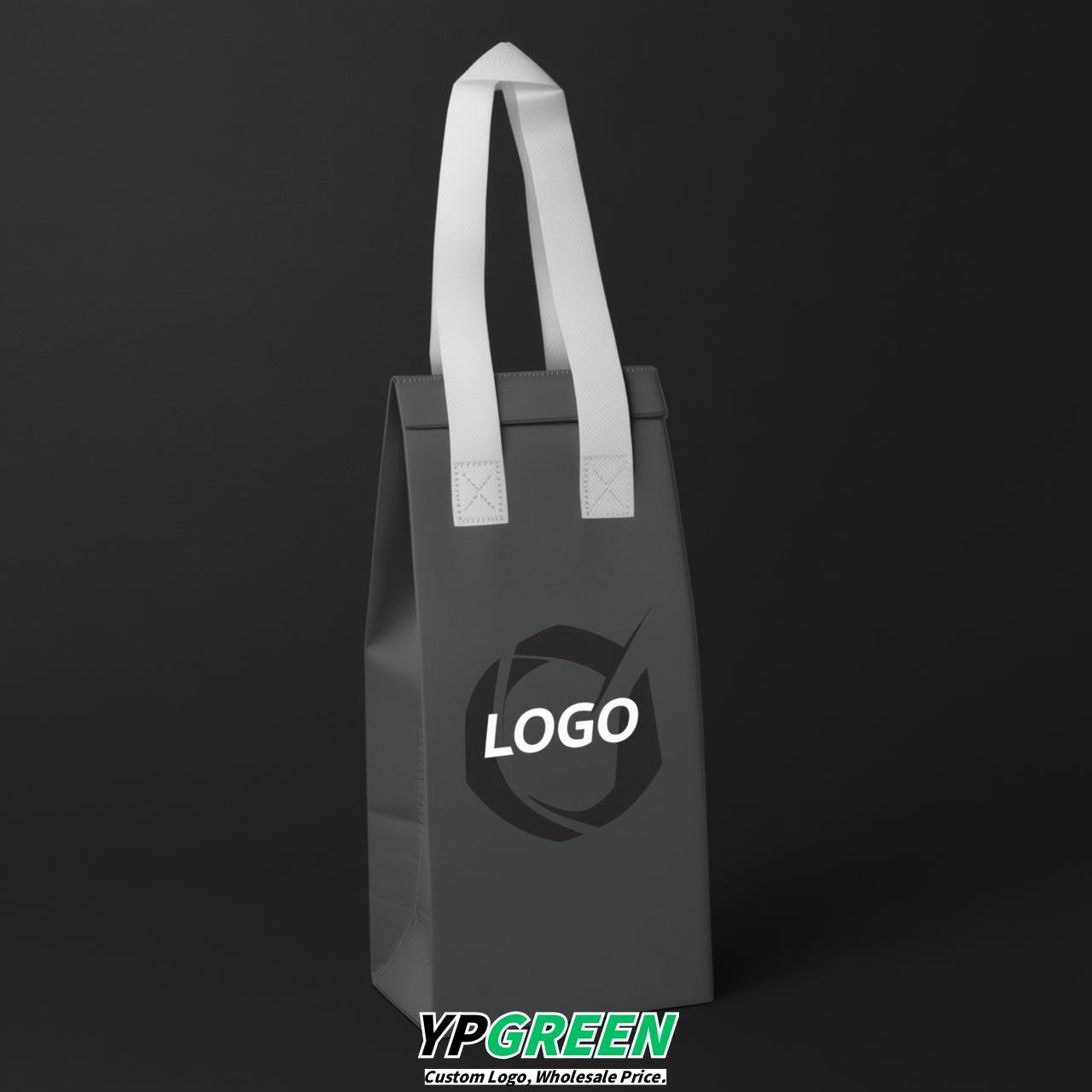 Charcoal Individual insulated take away bags wholesale 11x4.7x3.9 inches Thermal Beverage Take Out Bags