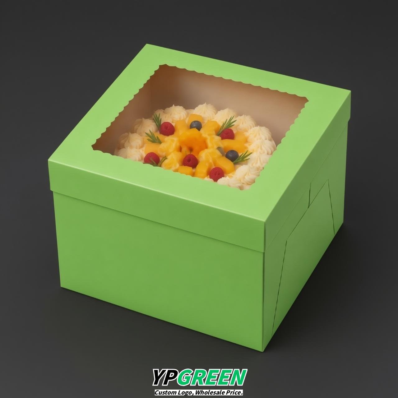 Chartreuse 10 & 12 inches Tall Cake Box with Window - Square Cardboard Cake Box Chartreuse 10 & 12 inches Tall Cake Box with Window - Square Cardboard Cake Box