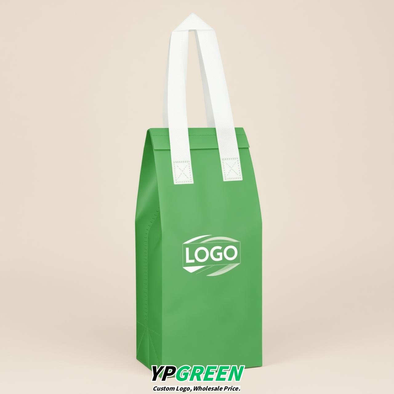 Chartreuse Individual insulated take away bags wholesale 11x4.7x3.9 inches Thermal Beverage Take Out Bags