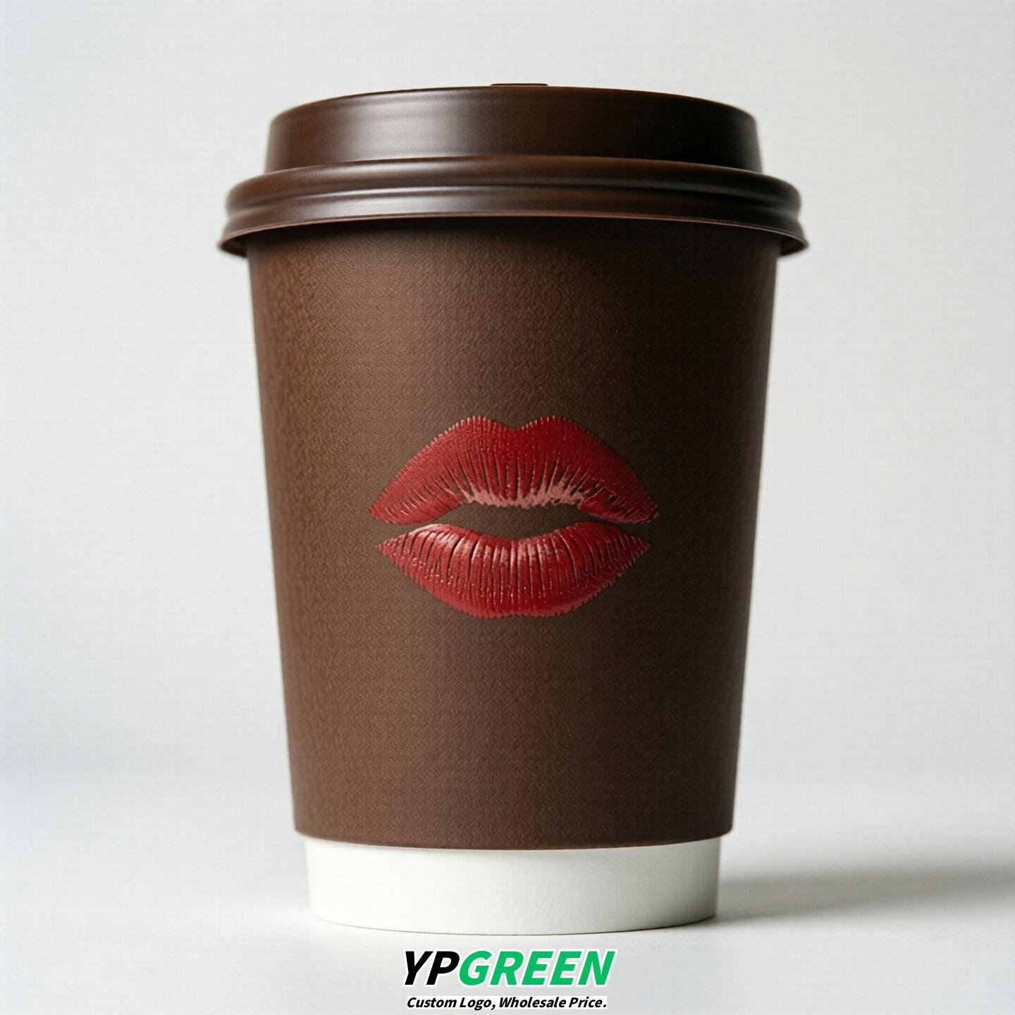 Chocolate Paper Cups with Lips Print 10oz/12oz/16oz/20oz/22oz