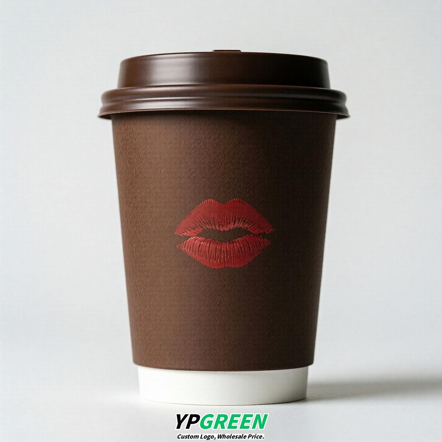 Chocolate Paper Cups with Lips Print 10oz/12oz/16oz/20oz/22oz