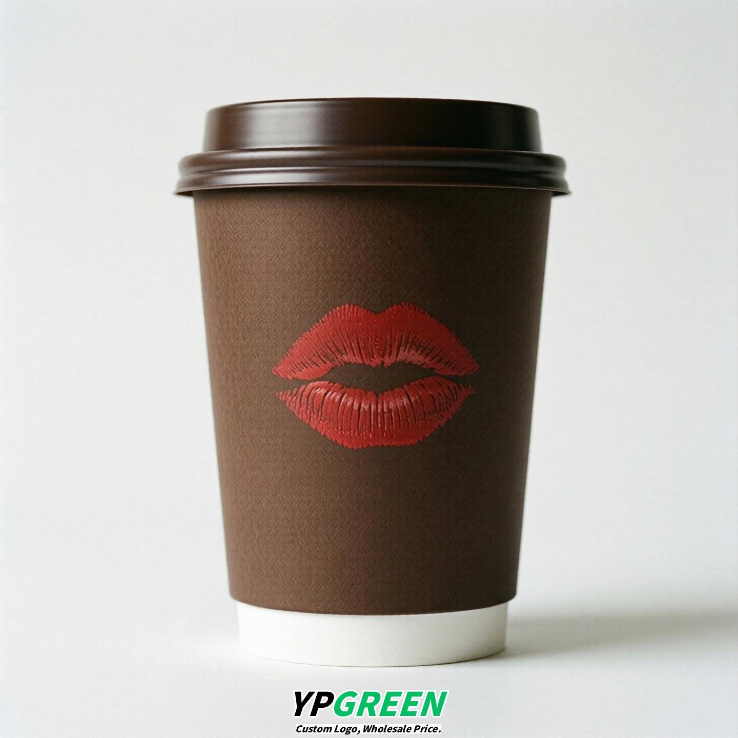 Chocolate Paper Cups with Lips Print 10oz/12oz/16oz/20oz/22oz