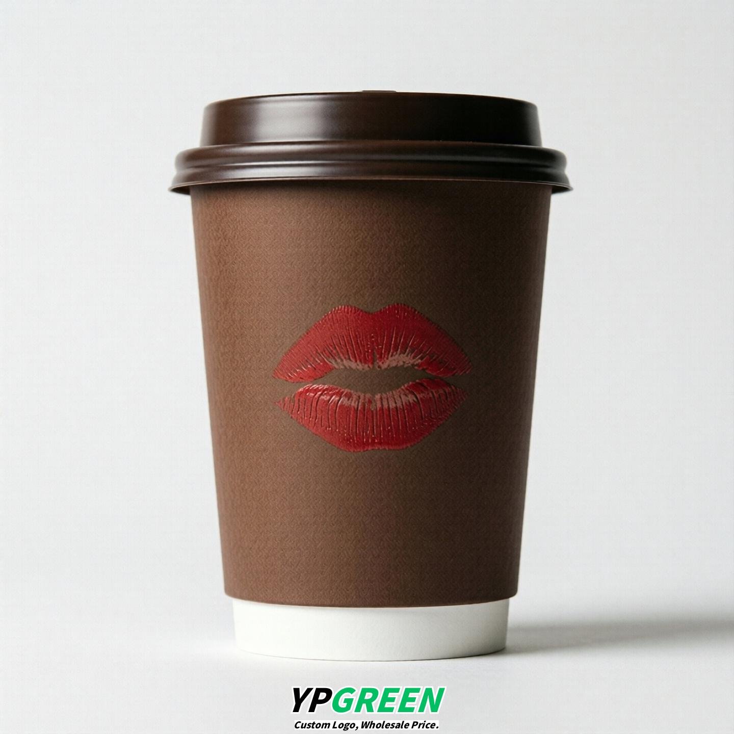 Chocolate Paper Cups with Lips Print 10oz/12oz/16oz/20oz/22oz