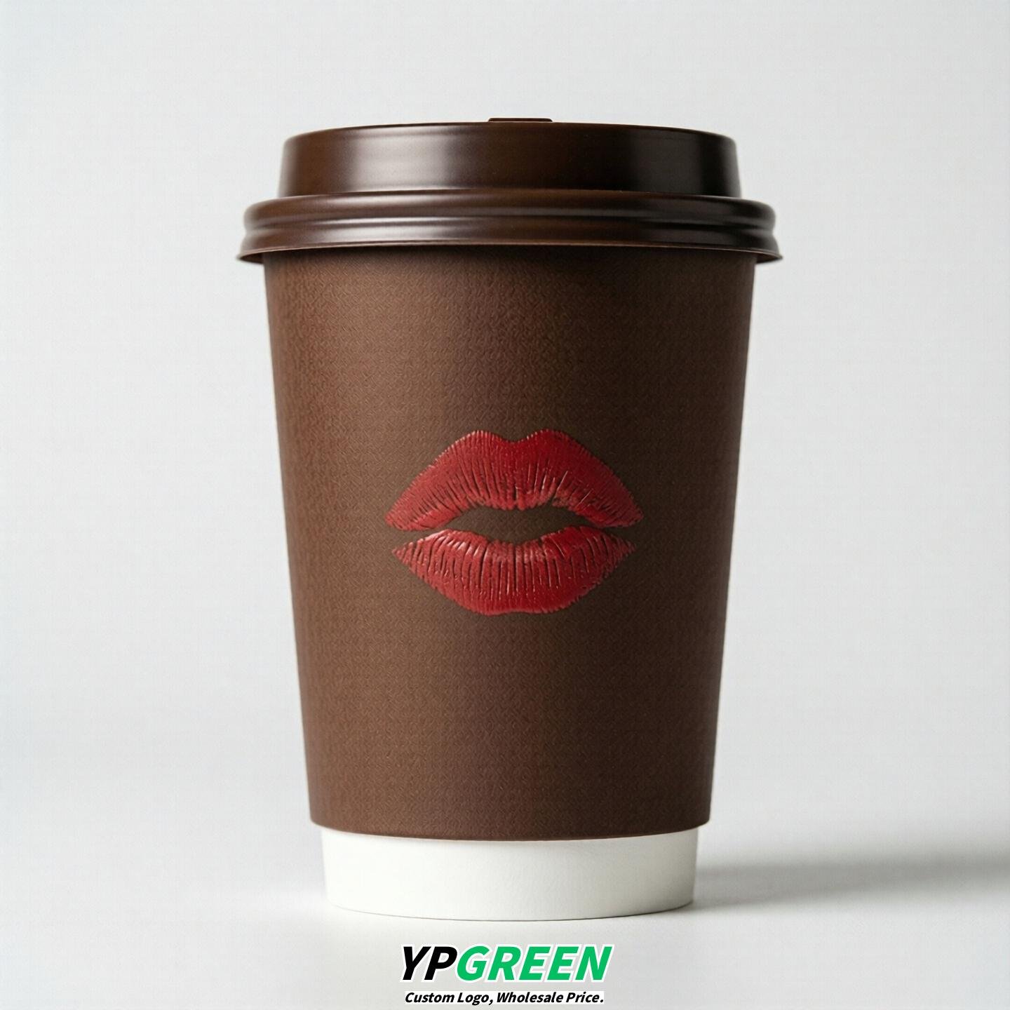 Chocolate Paper Cups with Lips Print 10oz/12oz/16oz/20oz/22oz