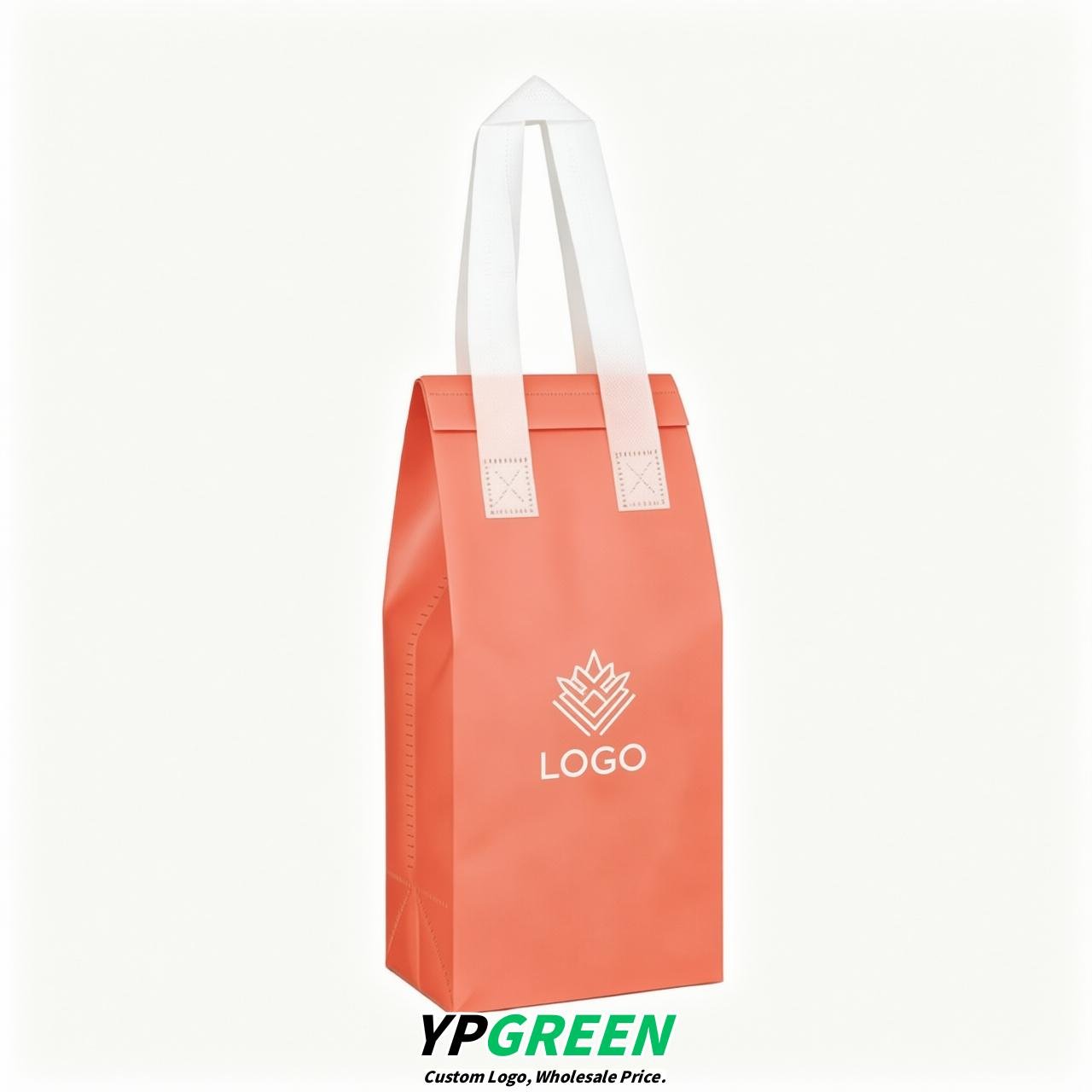 Coral Individual insulated take away bags wholesale 11x4.7x3.9 inches Thermal Beverage Take Out Bags