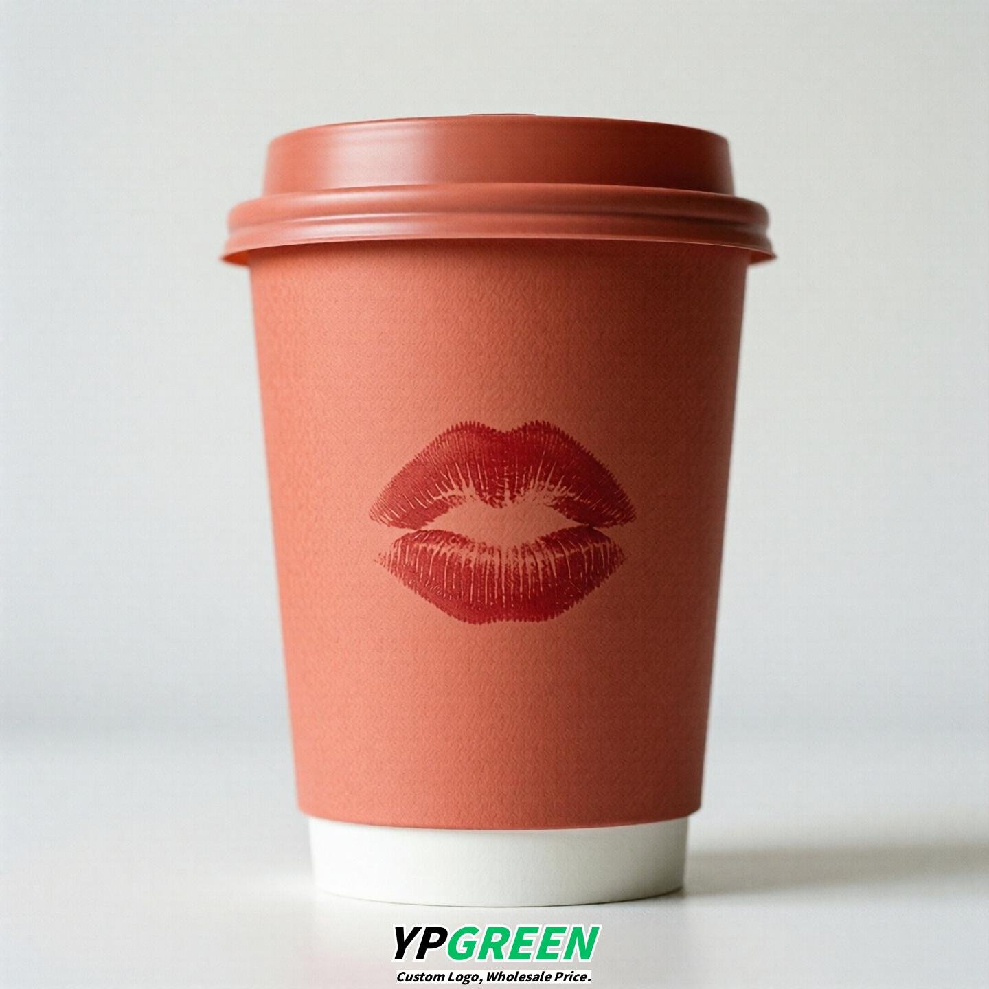 Coral Paper Cups with Lips Print 10oz/12oz/16oz/20oz/22oz