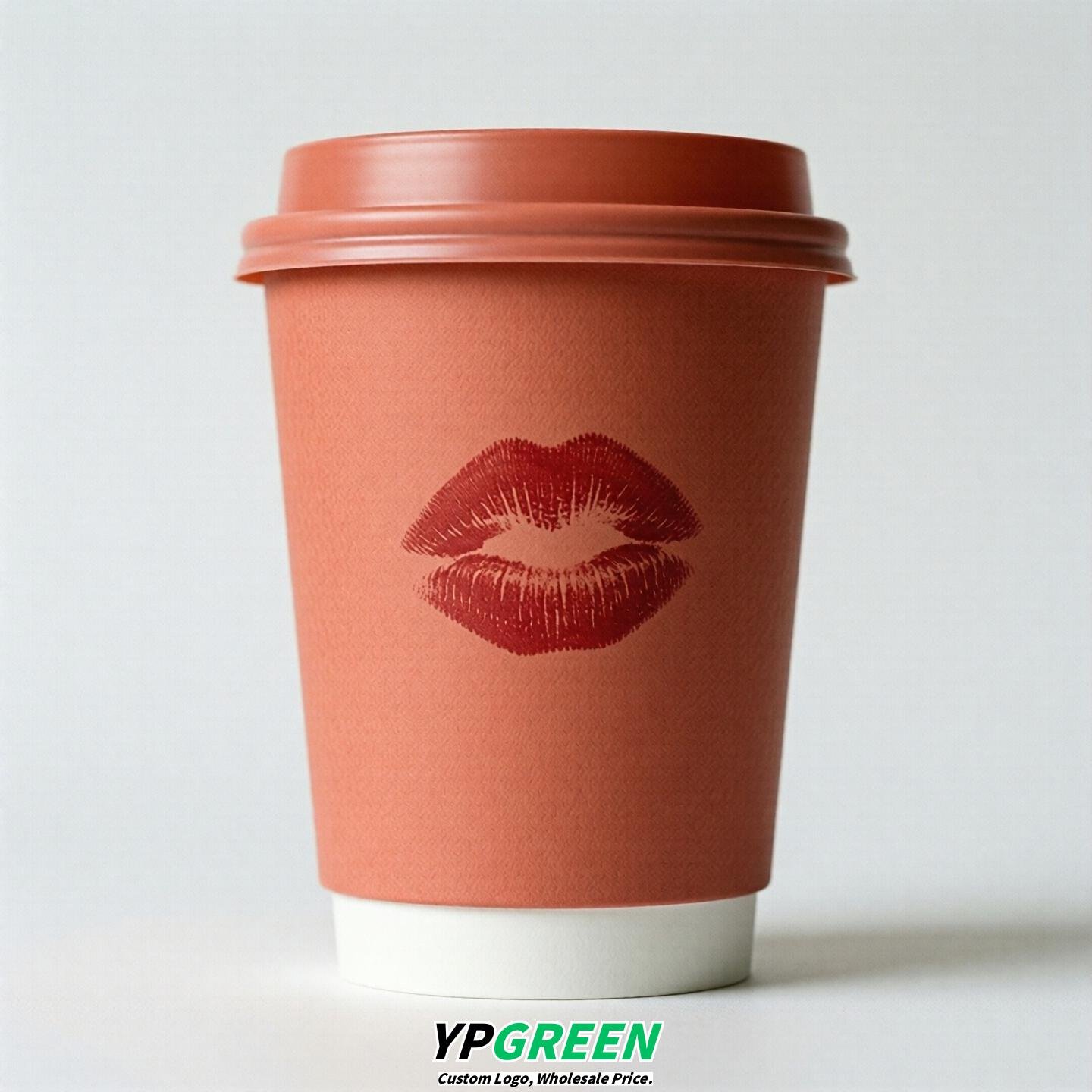 Coral Paper Cups with Lips Print 10oz/12oz/16oz/20oz/22oz