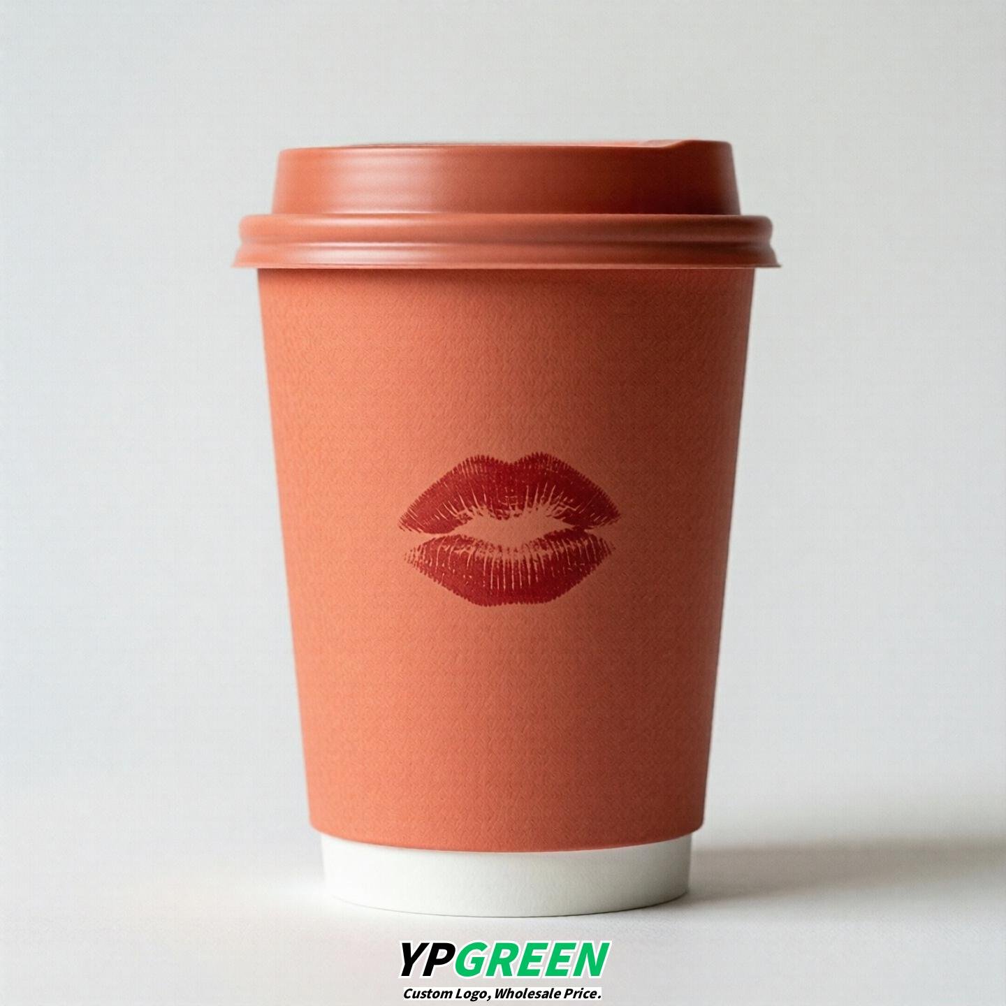 Coral Paper Cups with Lips Print 10oz/12oz/16oz/20oz/22oz