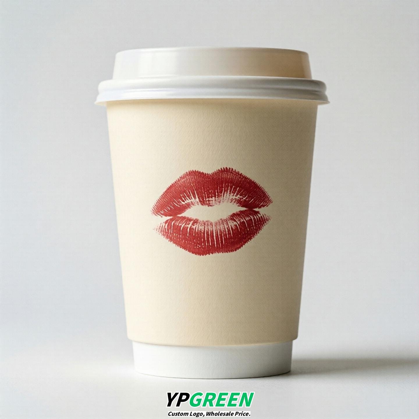 Cream Paper Cups with Lips Print 10oz/12oz/16oz/20oz/22oz