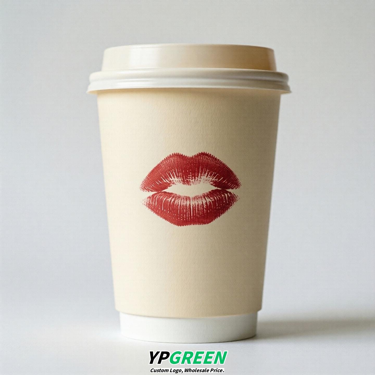 Cream Paper Cups with Lips Print 10oz/12oz/16oz/20oz/22oz