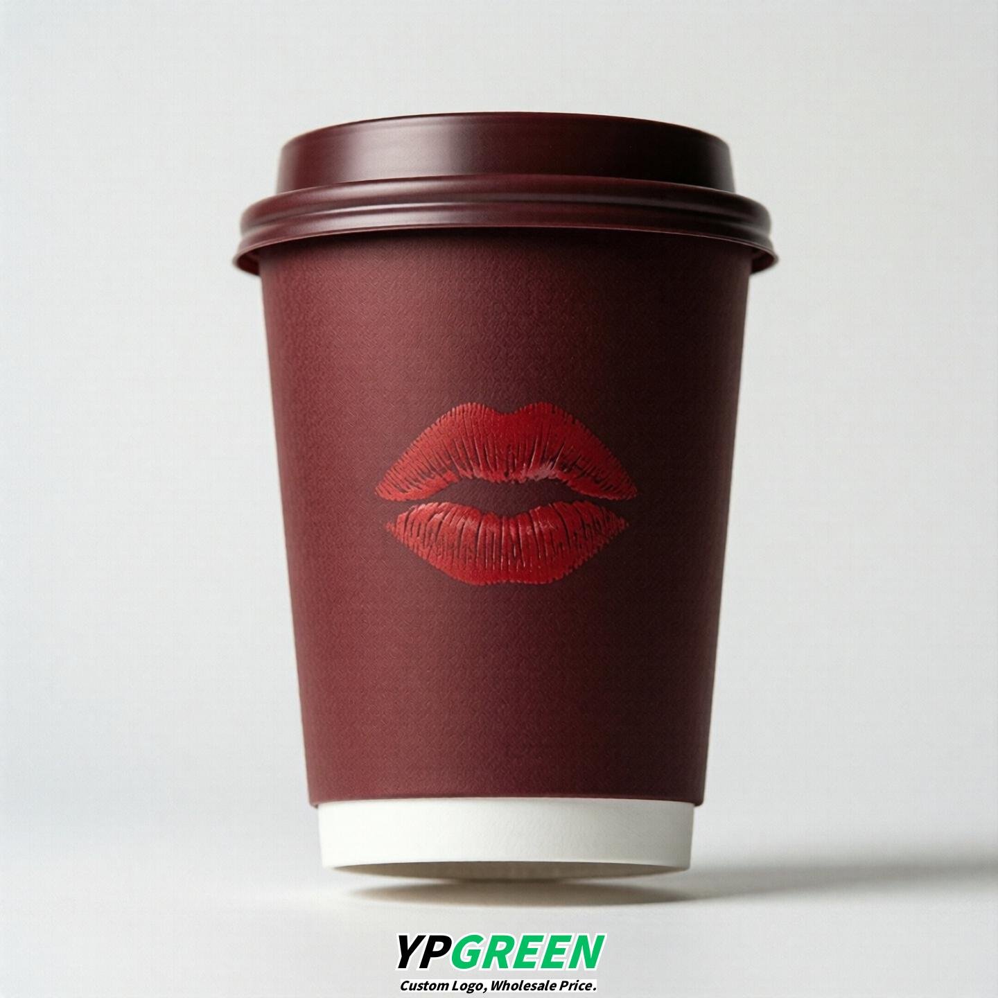 Crimson Paper Cups with Lips Print 10oz/12oz/16oz/20oz/22oz