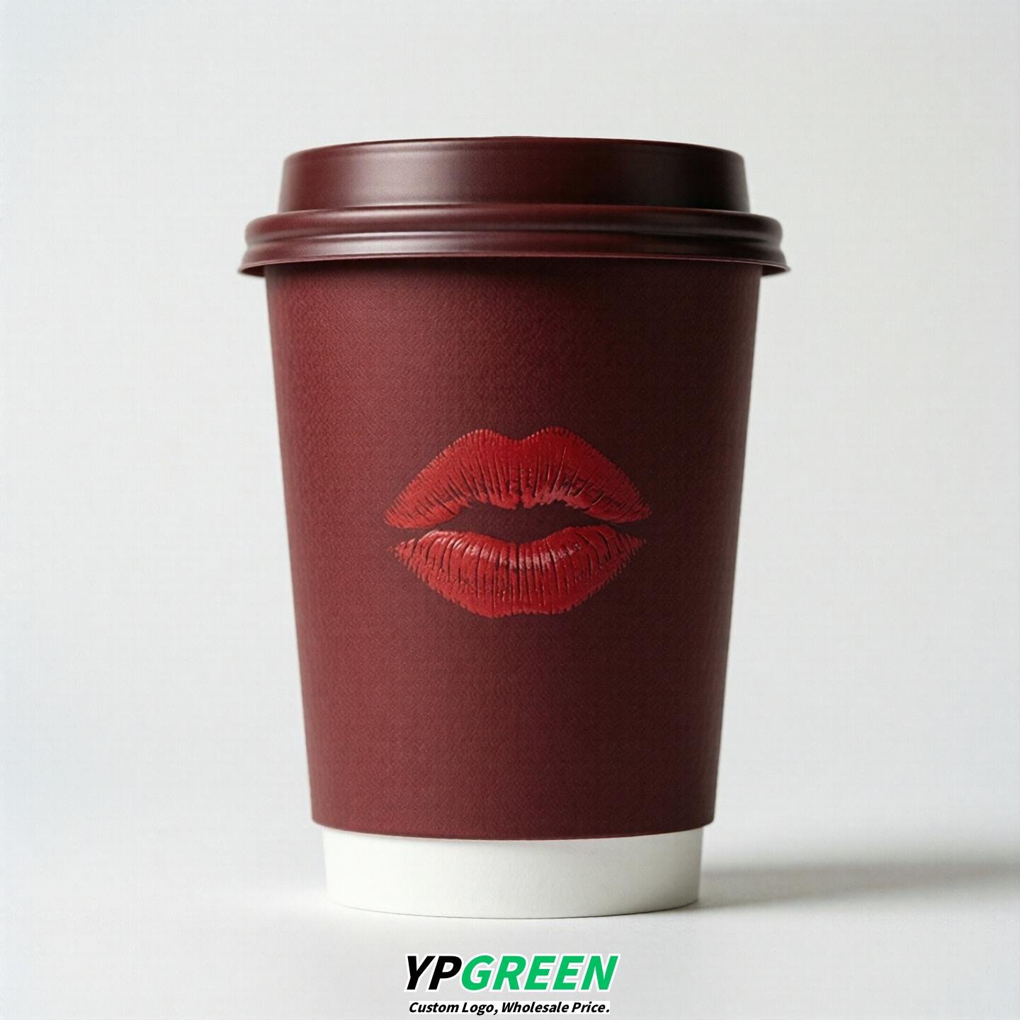 Crimson Paper Cups with Lips Print 10oz/12oz/16oz/20oz/22oz