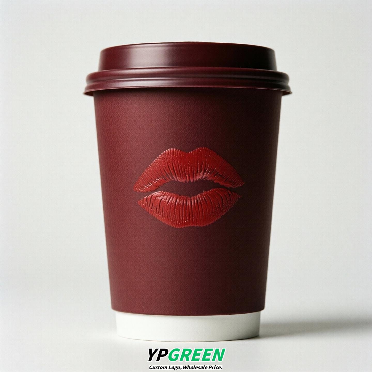 Crimson Paper Cups with Lips Print 10oz/12oz/16oz/20oz/22oz