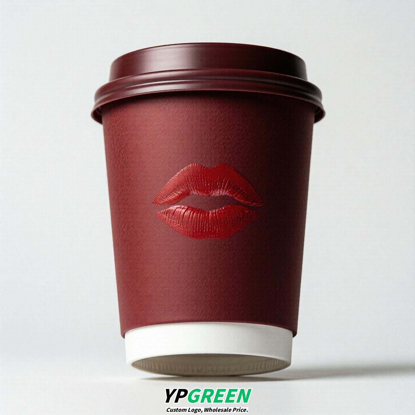 Crimson Paper Cups with Lips Print 10oz/12oz/16oz/20oz/22oz