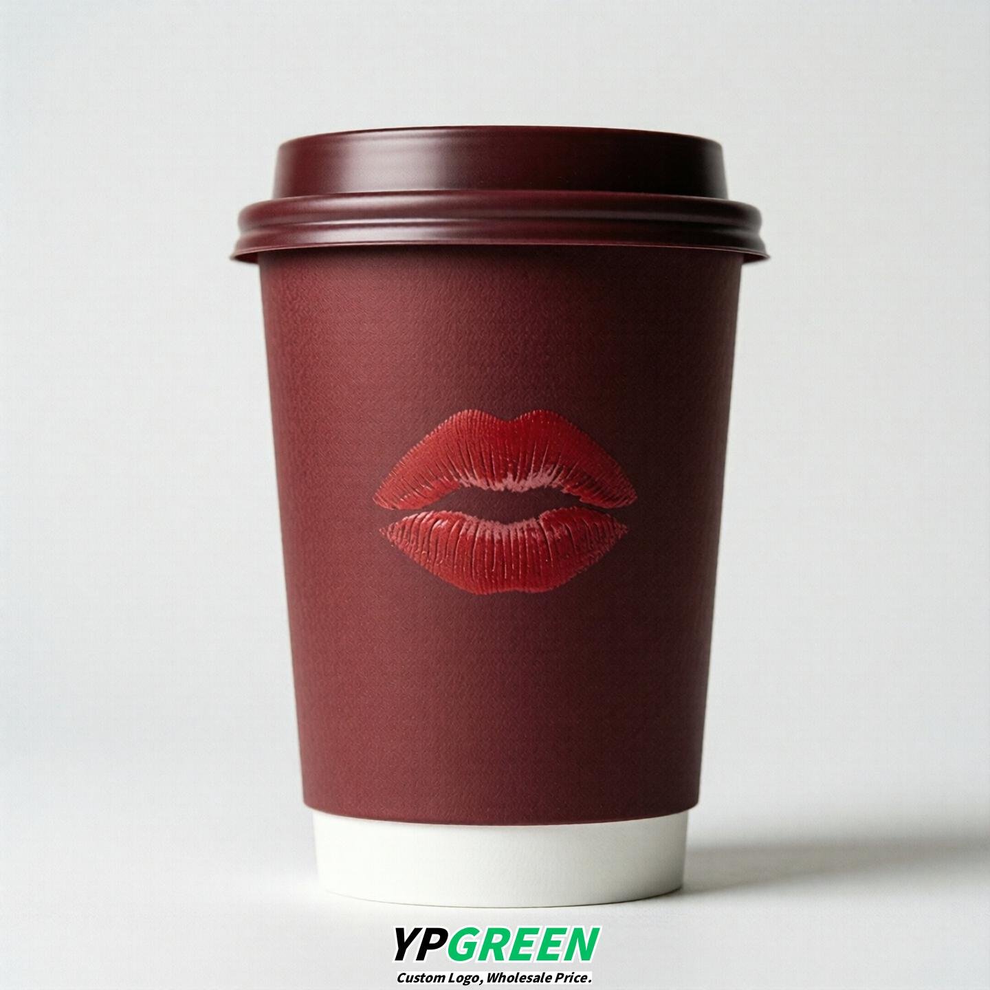 Crimson Paper Cups with Lips Print 10oz/12oz/16oz/20oz/22oz