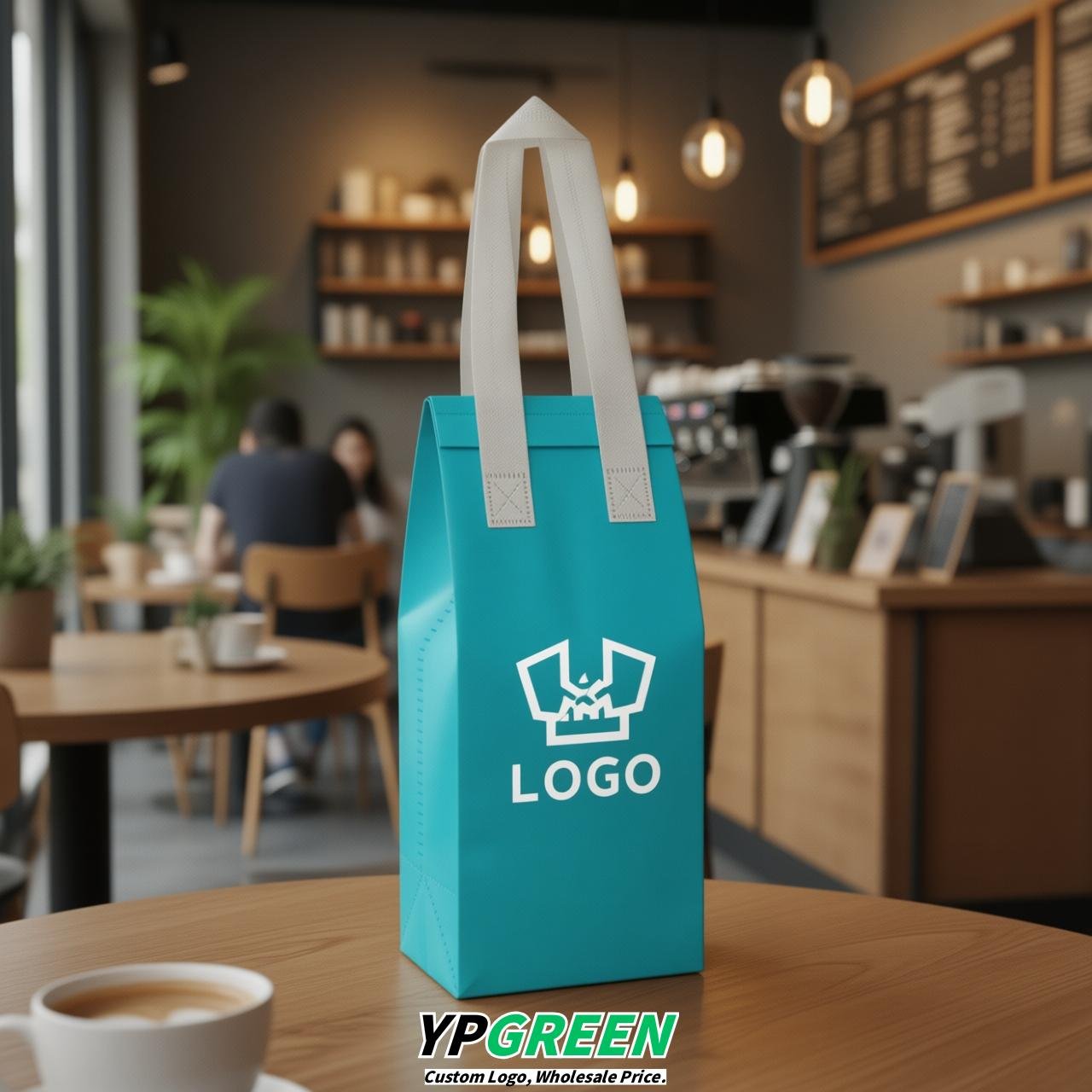 Cyan Individual insulated take away bags wholesale 11x4.7x3.9 inches Thermal Beverage Take Out Bags
