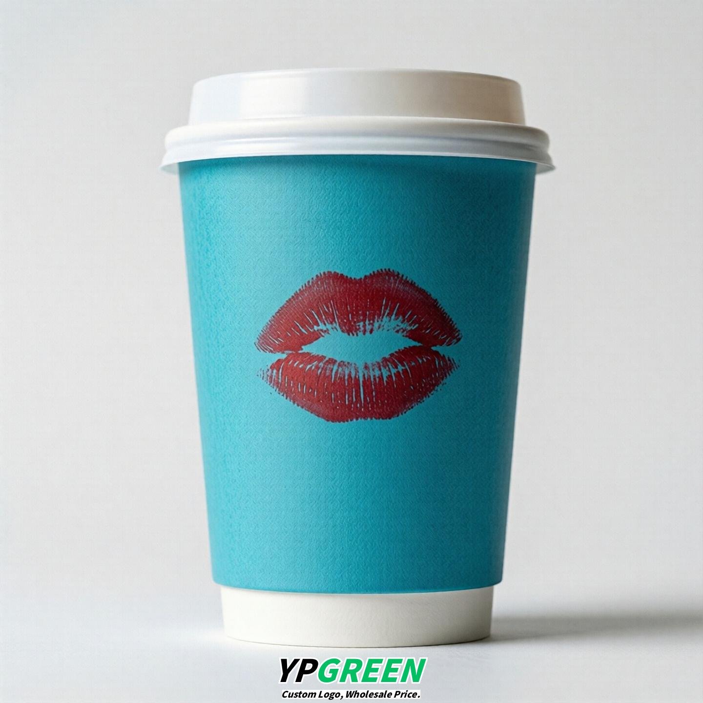 Cyan Paper Cups with Lips Print 10oz/12oz/16oz/20oz/22oz