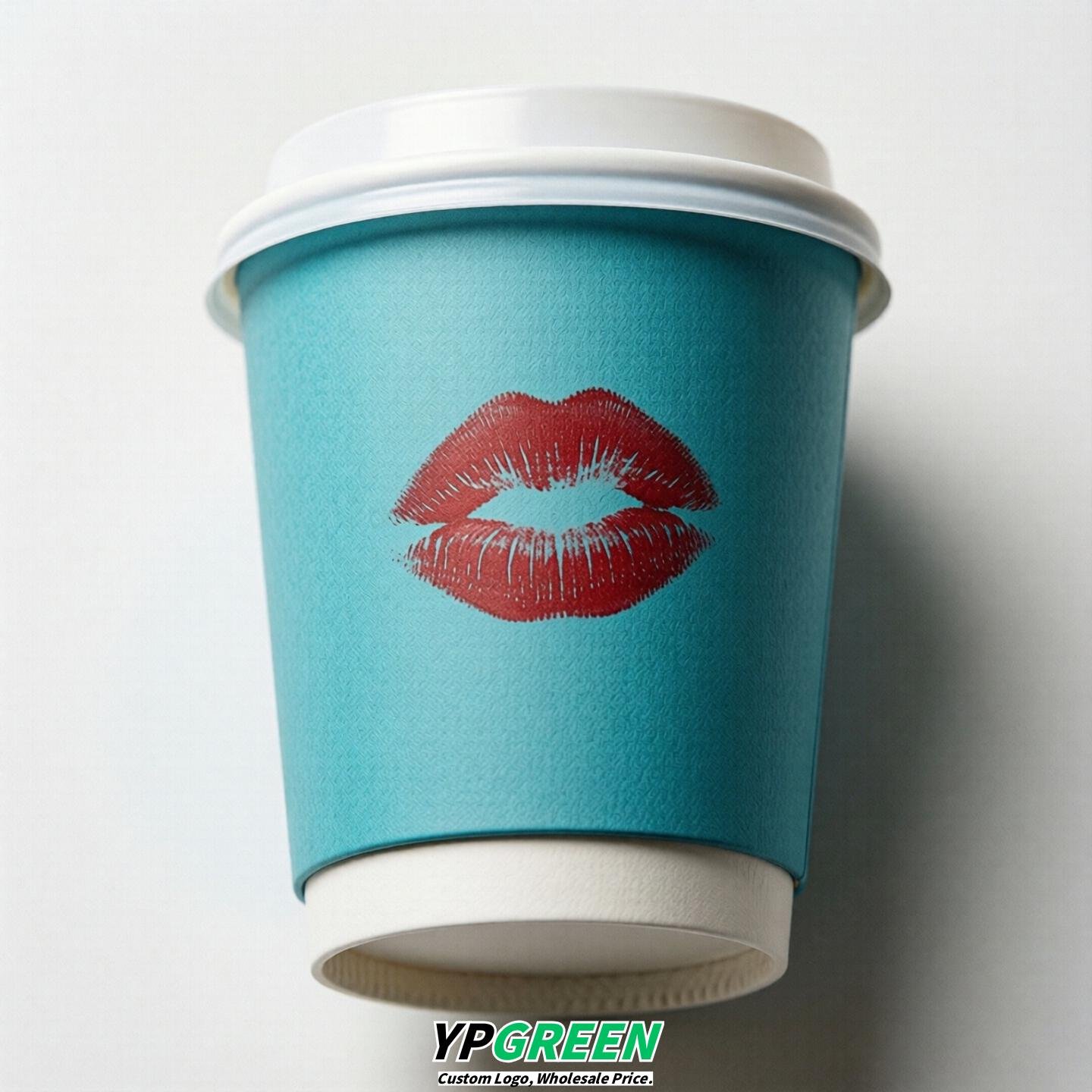 Cyan Paper Cups with Lips Print 10oz/12oz/16oz/20oz/22oz