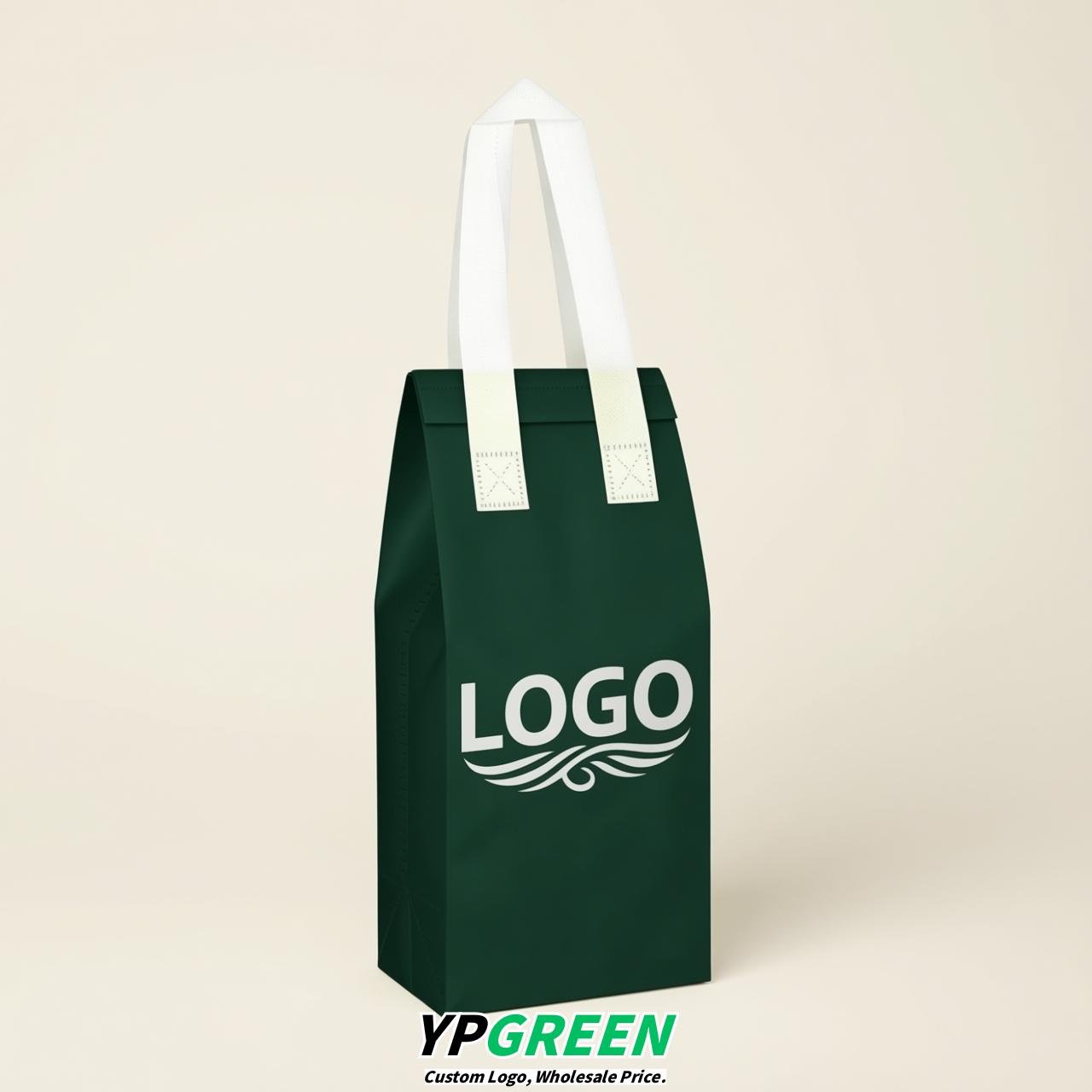 Dark Green Individual insulated take away bags wholesale 11x4.7x3.9 inches Thermal Beverage Take Out Bags