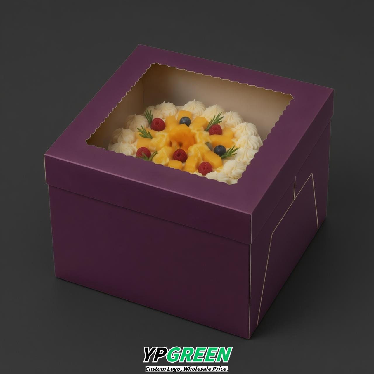 Dark Violet 10 & 12 inches Cake Box with Window - Square Cardboard Cake Box
