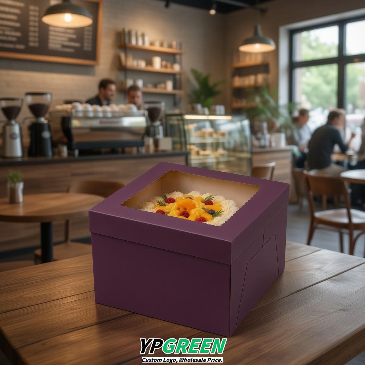Dark Violet 10 & 12 inches Cake Box with Window - Square Cardboard Cake Box