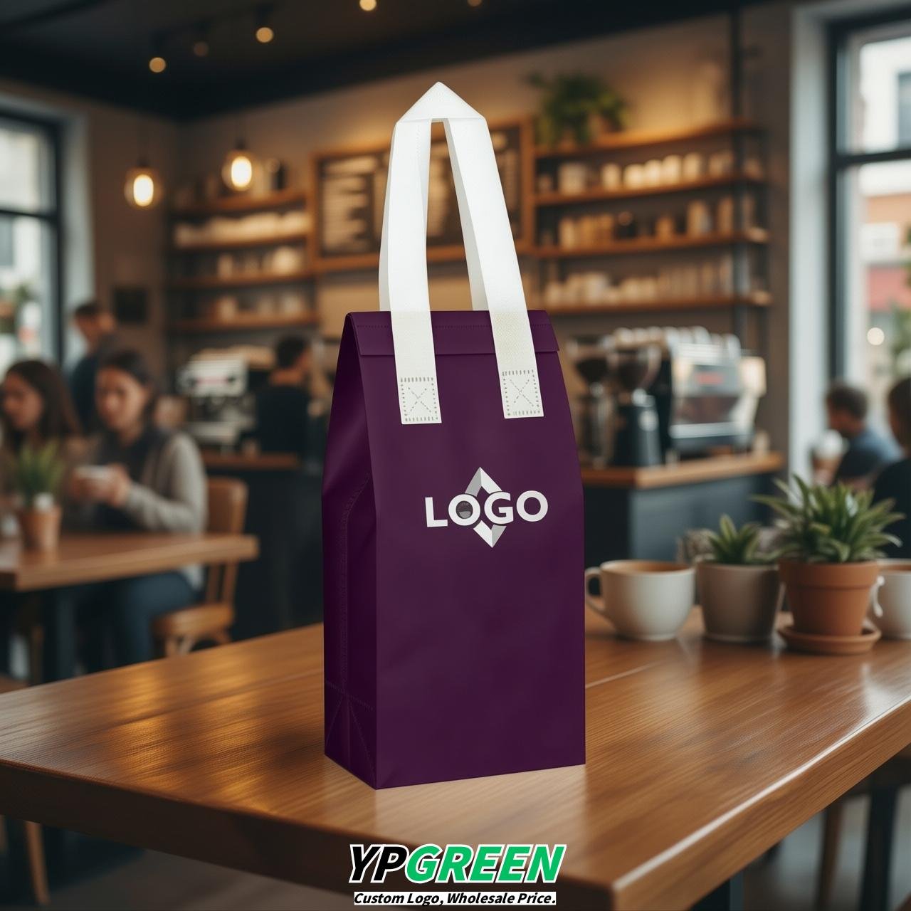 Dark Violet Individual insulated take away bags wholesale 11x4.7x3.9 inches Thermal Beverage Take Out Bags