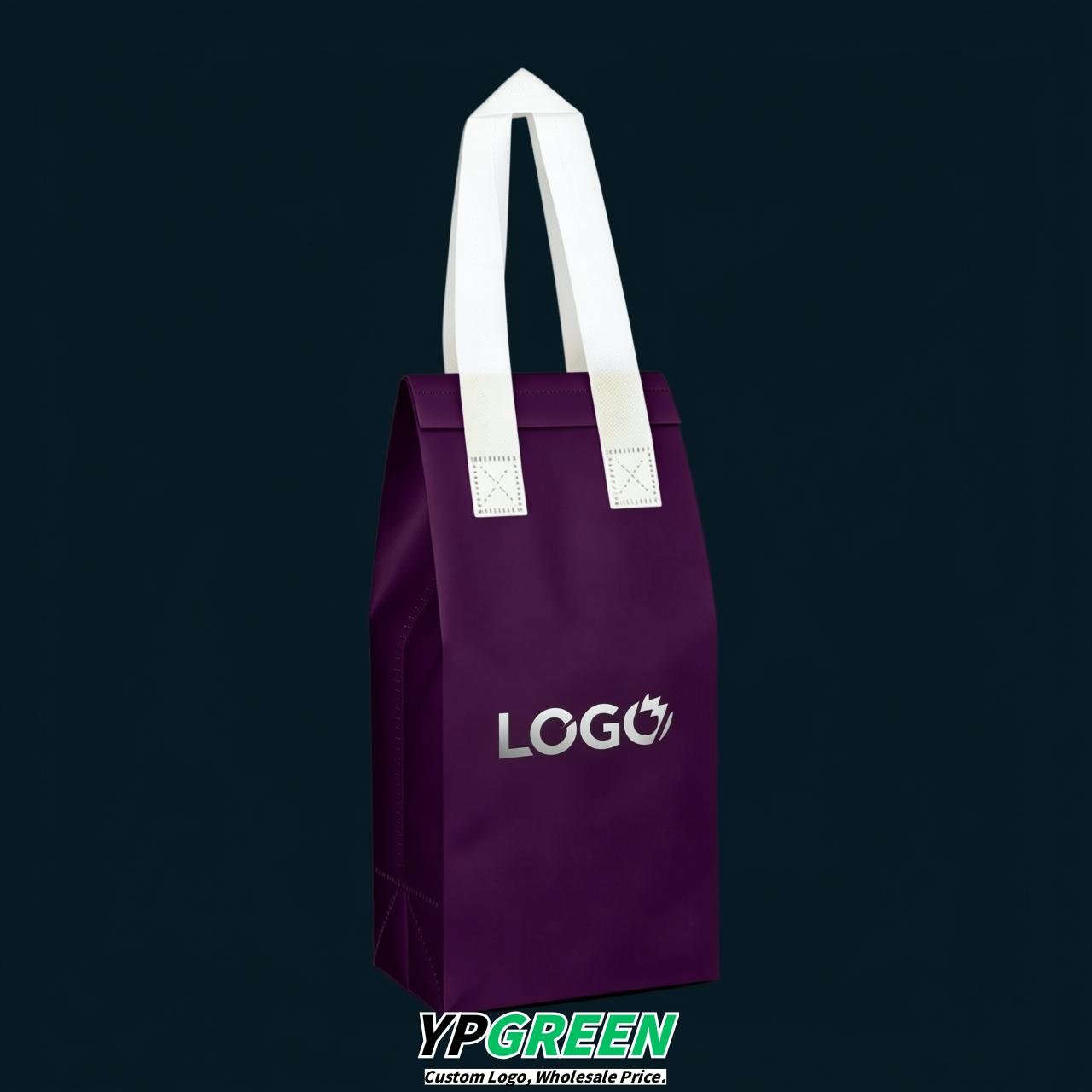 Dark Violet Individual insulated take away bags wholesale 11x4.7x3.9 inches Thermal Beverage Take Out Bags