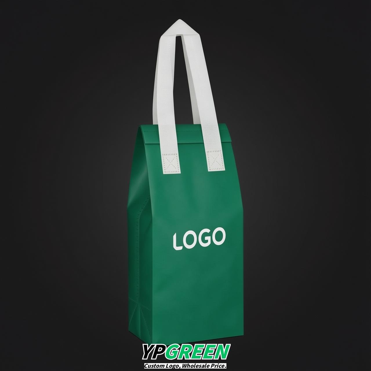 Emerald Green Individual insulated take away bags wholesale 11x4.7x3.9 inches Thermal Beverage Take Out Bags