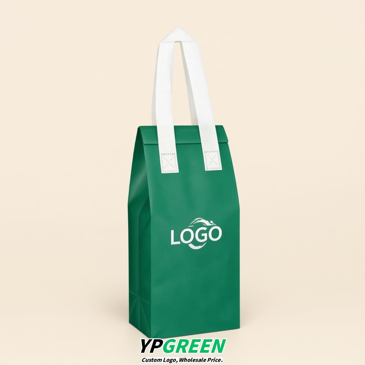 Emerald Green Individual insulated take away bags wholesale 11x4.7x3.9 inches Thermal Beverage Take Out Bags