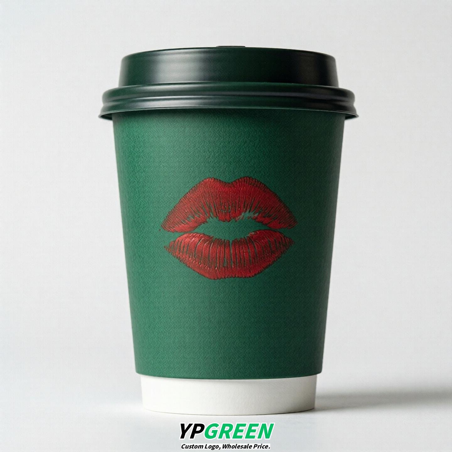 Emerald Green Paper Cups with Lips Print 10oz/12oz/16oz/20oz/22oz