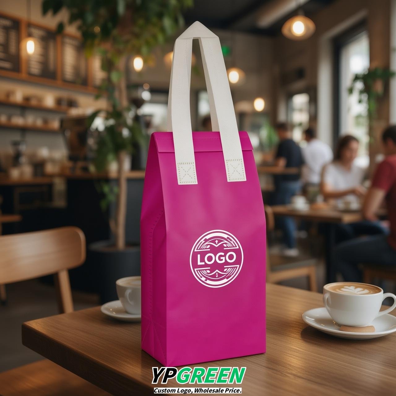 Fuchsia Individual insulated take away bags wholesale 11x4.7x3.9 inches Thermal Beverage Take Out Bags