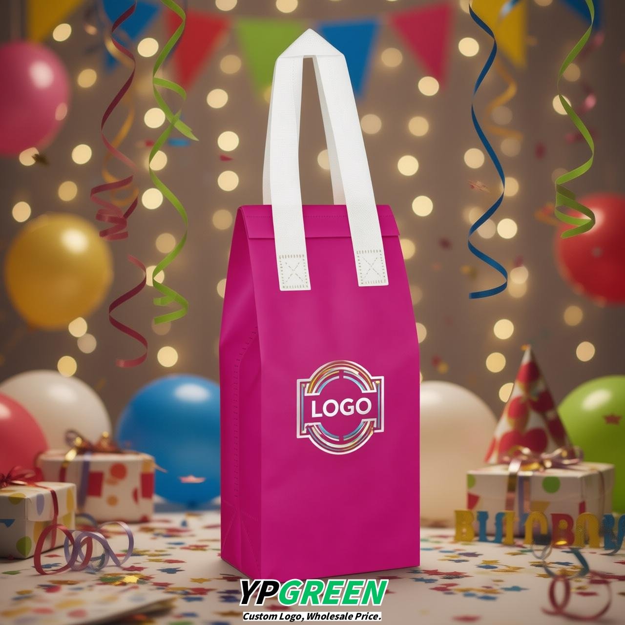 Fuchsia Individual insulated take away bags wholesale 11x4.7x3.9 inches Thermal Beverage Take Out Bags