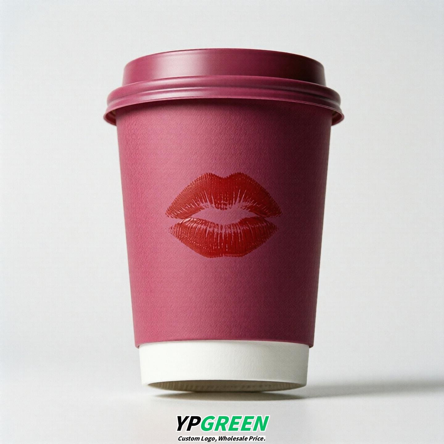 Fuchsia Paper Cups with Lips Print 10oz/12oz/16oz/20oz/22oz
