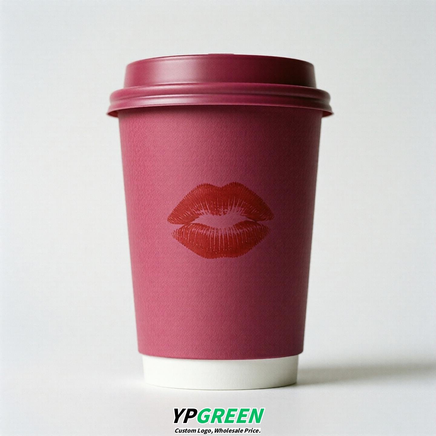 Fuchsia Paper Cups with Lips Print 10oz/12oz/16oz/20oz/22oz