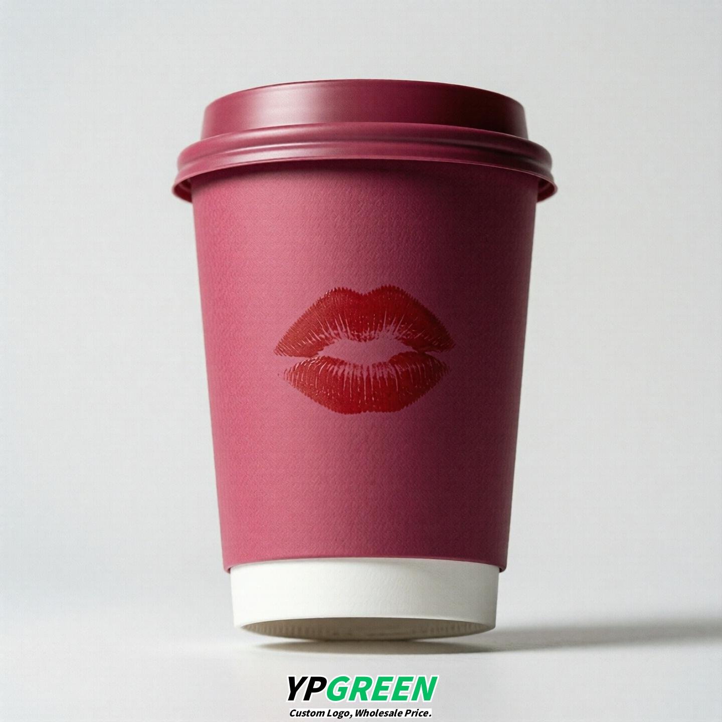 Fuchsia Paper Cups with Lips Print 10oz/12oz/16oz/20oz/22oz