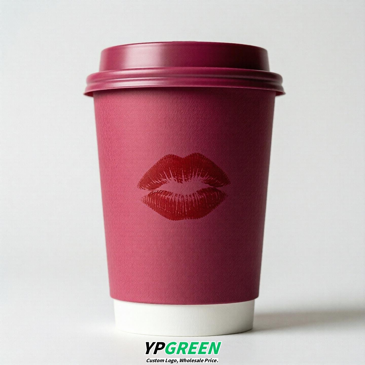 Fuchsia Paper Cups with Lips Print 10oz/12oz/16oz/20oz/22oz