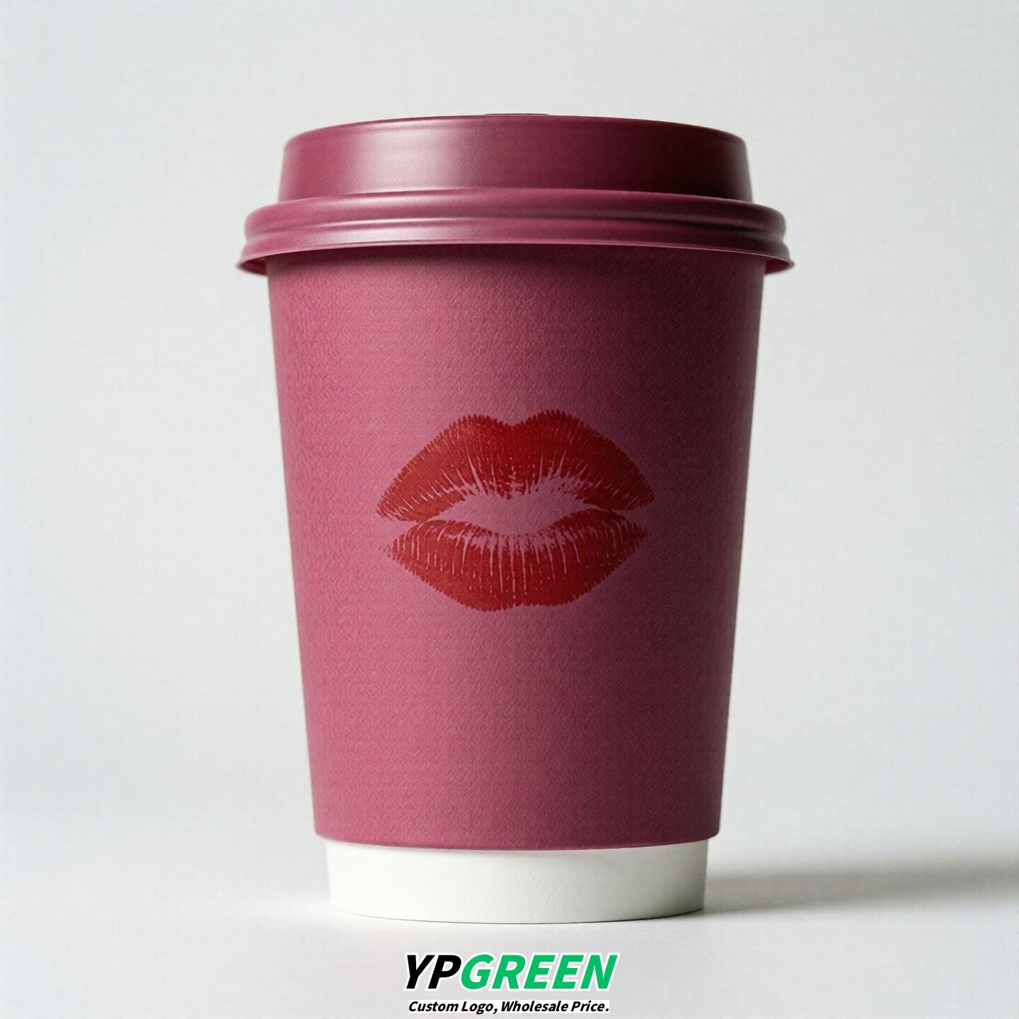 Fuchsia Paper Cups with Lips Print 10oz/12oz/16oz/20oz/22oz