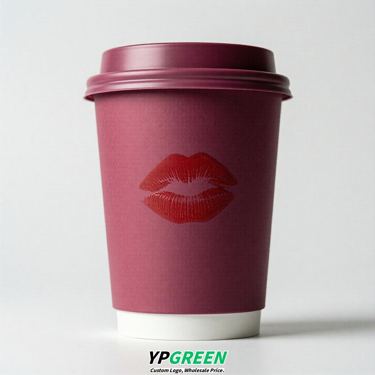 Fuchsia Paper Cups with Lips Print 10oz/12oz/16oz/20oz/22oz